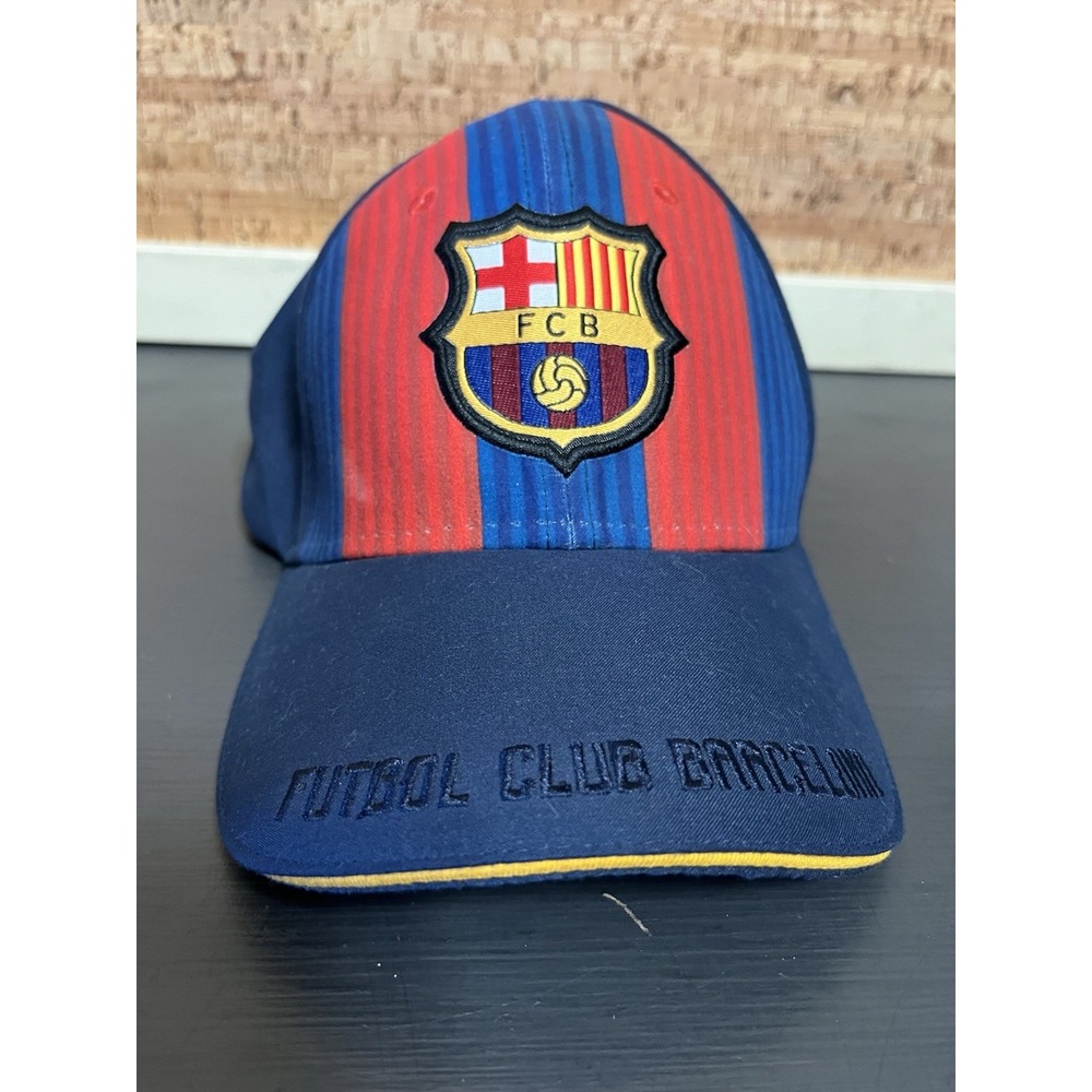 Futobol Club Barcelona FBC Hat Adjustabe Size L/XL MLS Emblem Striped Cap